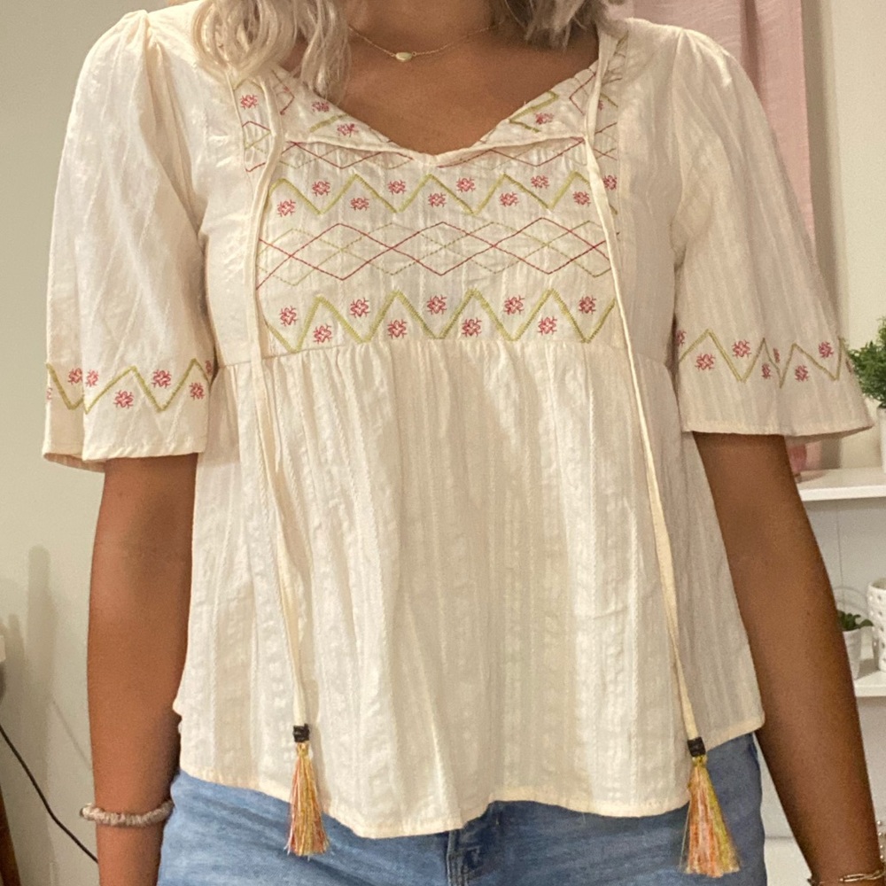 Cream Embroidered blouse